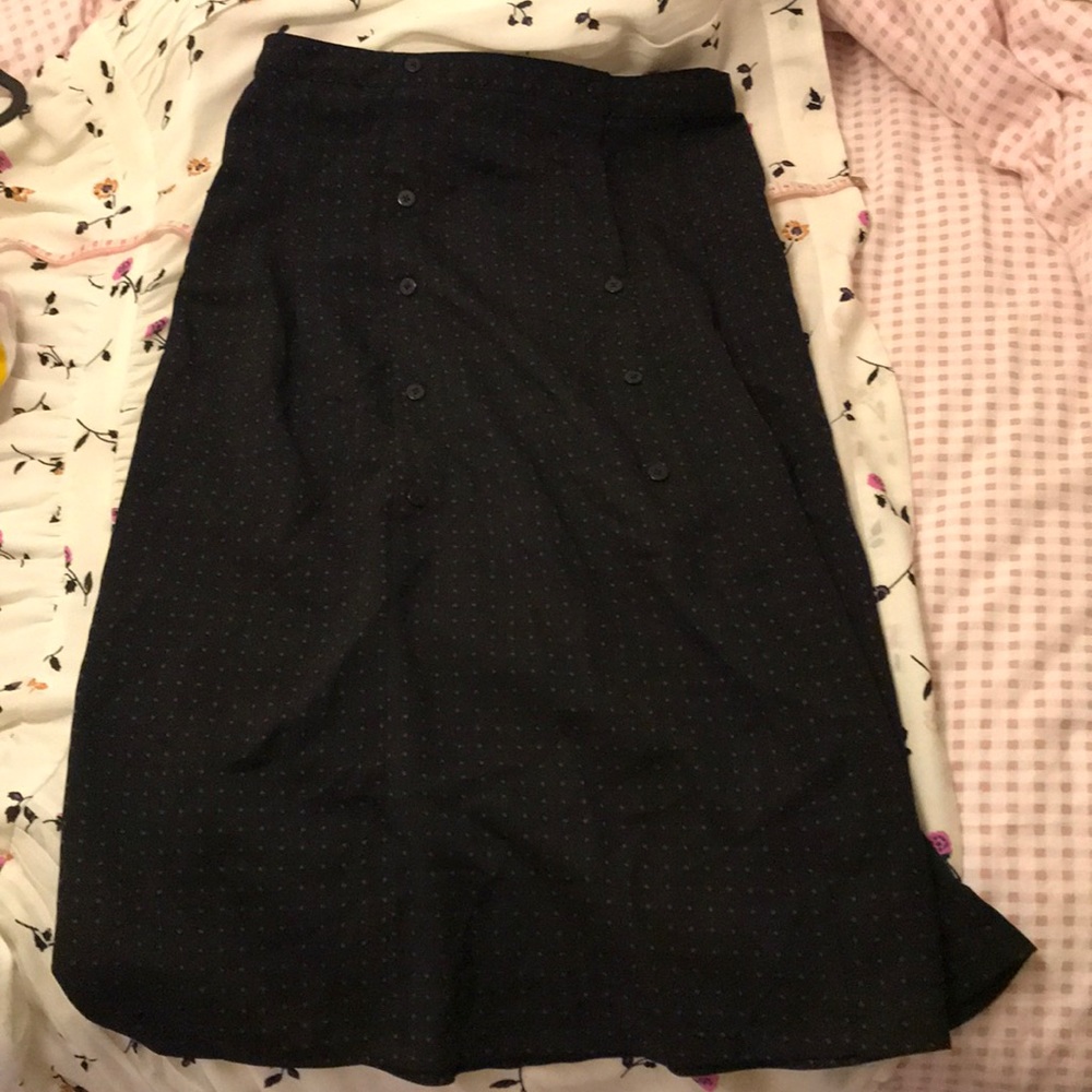 Forever 21 black midi skirt with pink dots